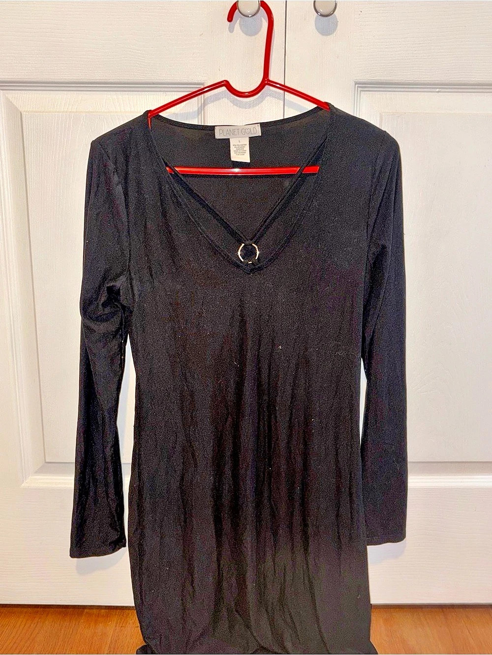 Planet Gold Women's Long Sleeve Maxi Dress in Black Size Large